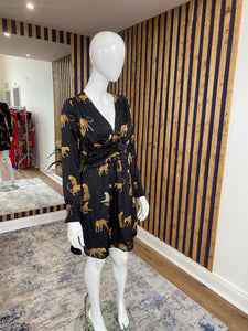 Golden Live Satin Cheetah Dress Wear Once Loved Golden Live Satin Cheetah Dress Wear Once Loved