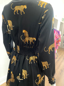 Golden Live Satin Cheetah Dress